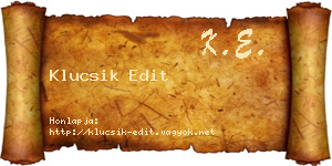 Klucsik Edit névjegykártya